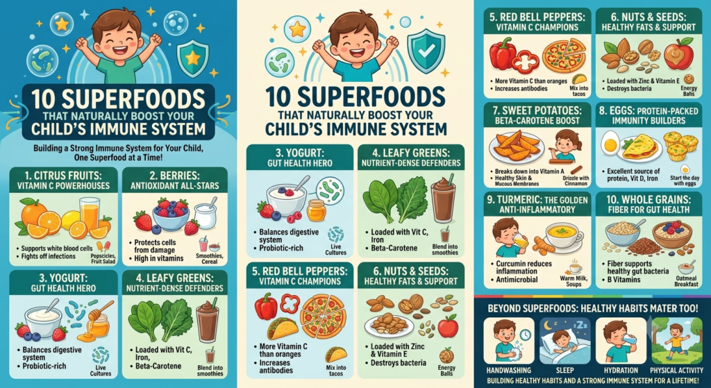 10 Superfoods That Naturally Boost Your Child's Immune System