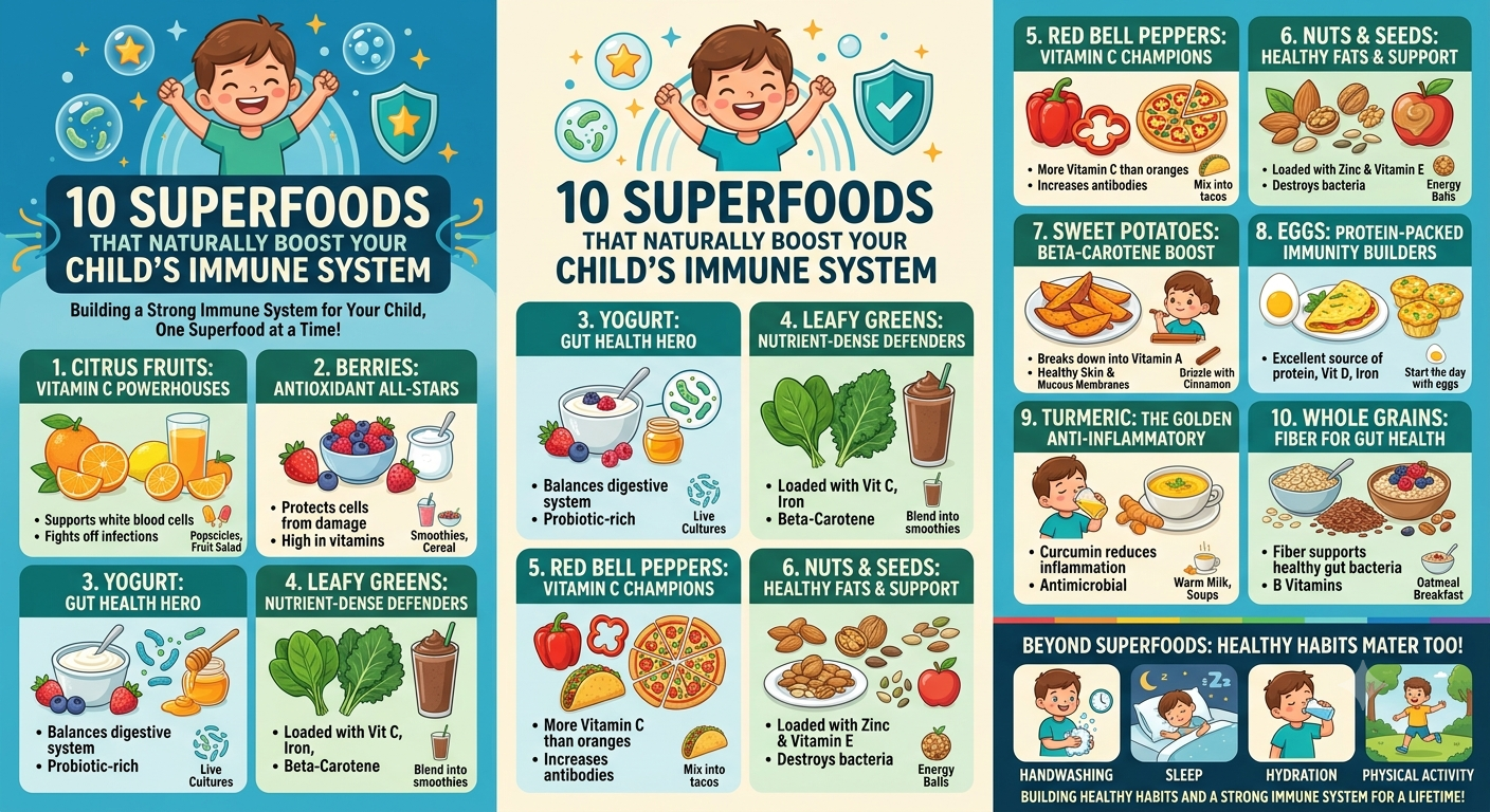 10 Superfoods That Naturally Boost Your Child's Immune System